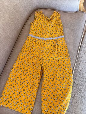 Janie and Jack Yellow Floral Ruffle jumpsuit